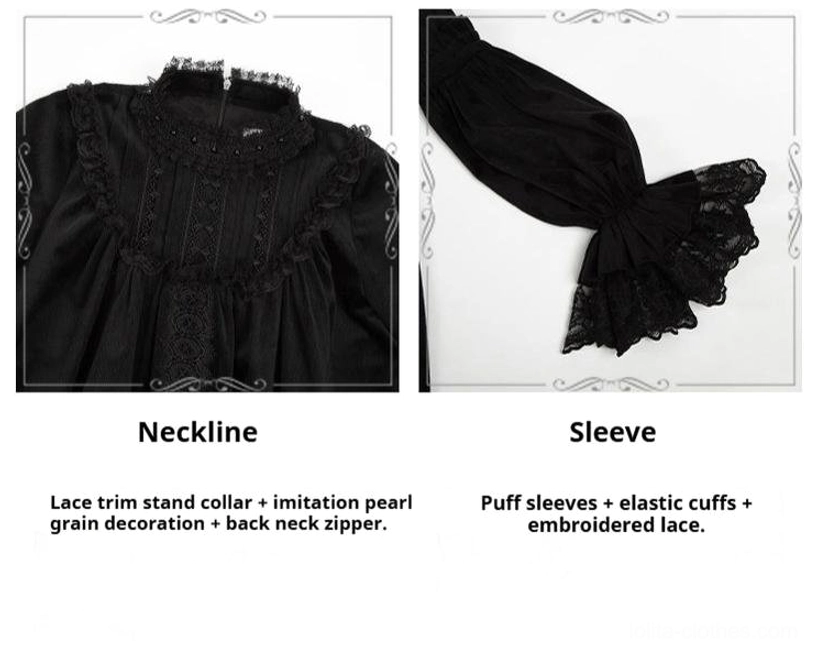 Matching faux collar and bow tie set accessory for gothic lolita velvet OP dress completing the elegant dark romantic coordinate look