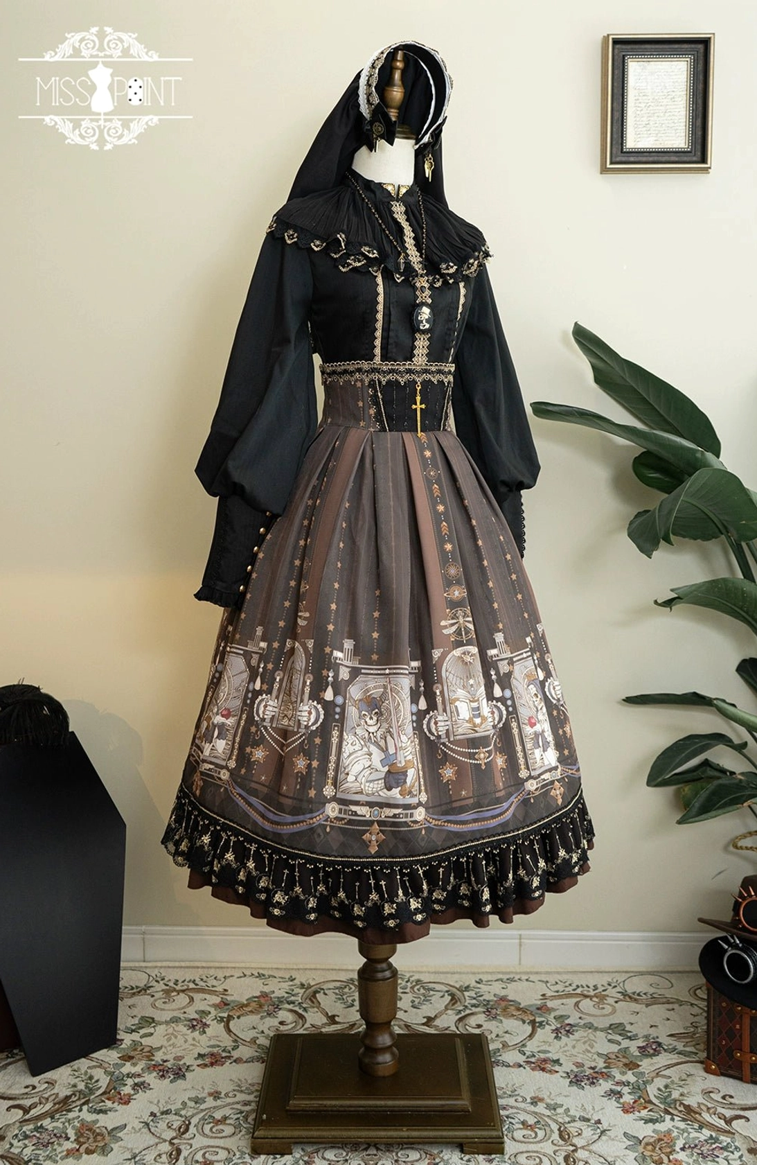 Gothic lolita fishbone skirt adjustable back design personalized size accommodation preference