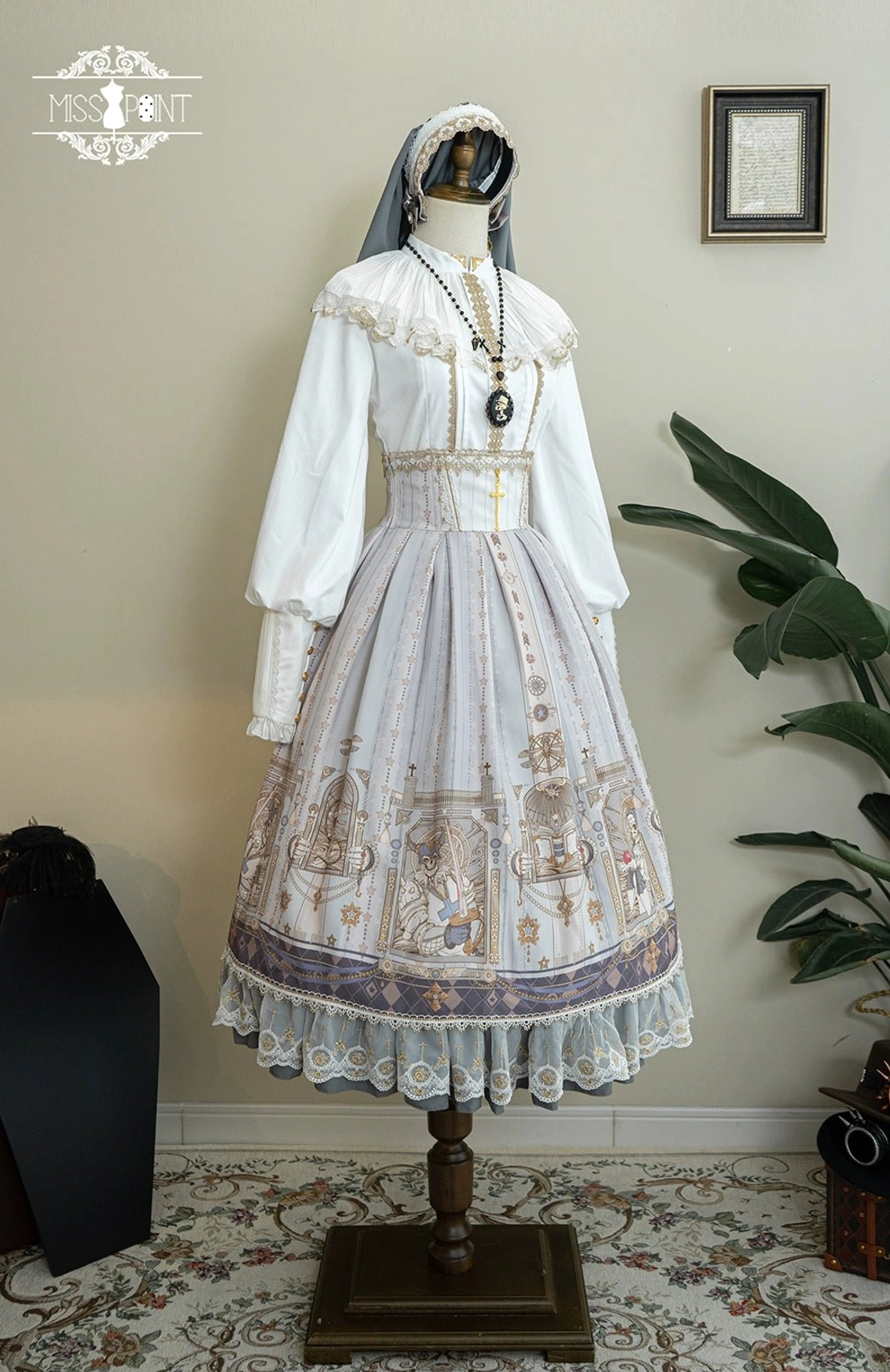 Gothic lolita fishbone skirt dark and light colors separate washing prevent dye transfer