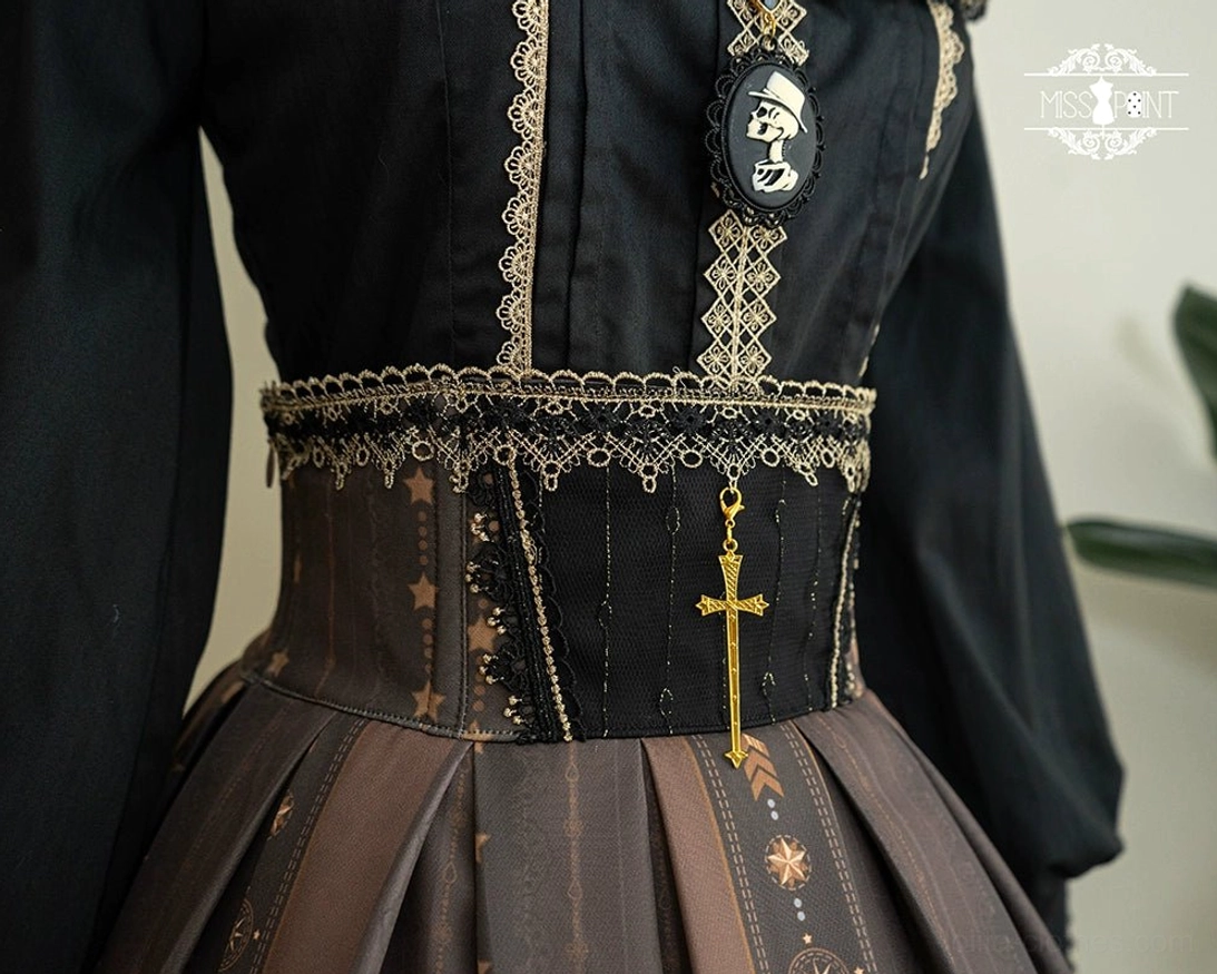 Gothic lolita fishbone skirt length cannot extend shortened positioning print design constraint