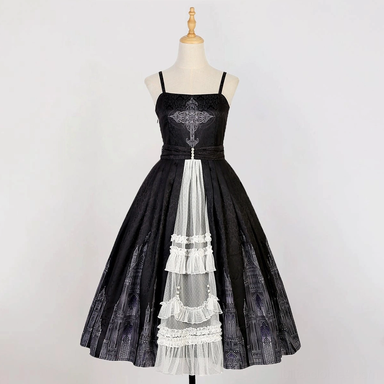 Gothic Lolita jumper skirt black JSK solo piece versatile styling