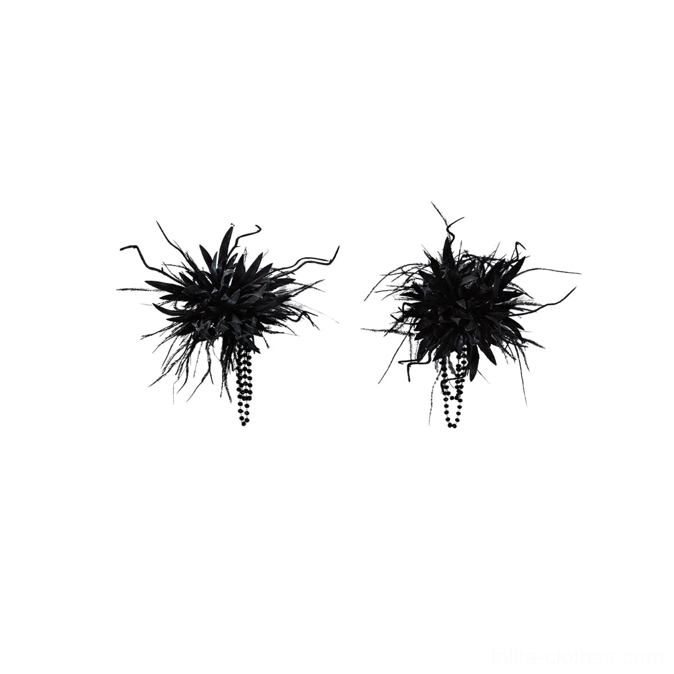 Black gothic lolita JSK dress chain and brooch embellishment detail showing darkly elegant gothic accessories placement and design accent