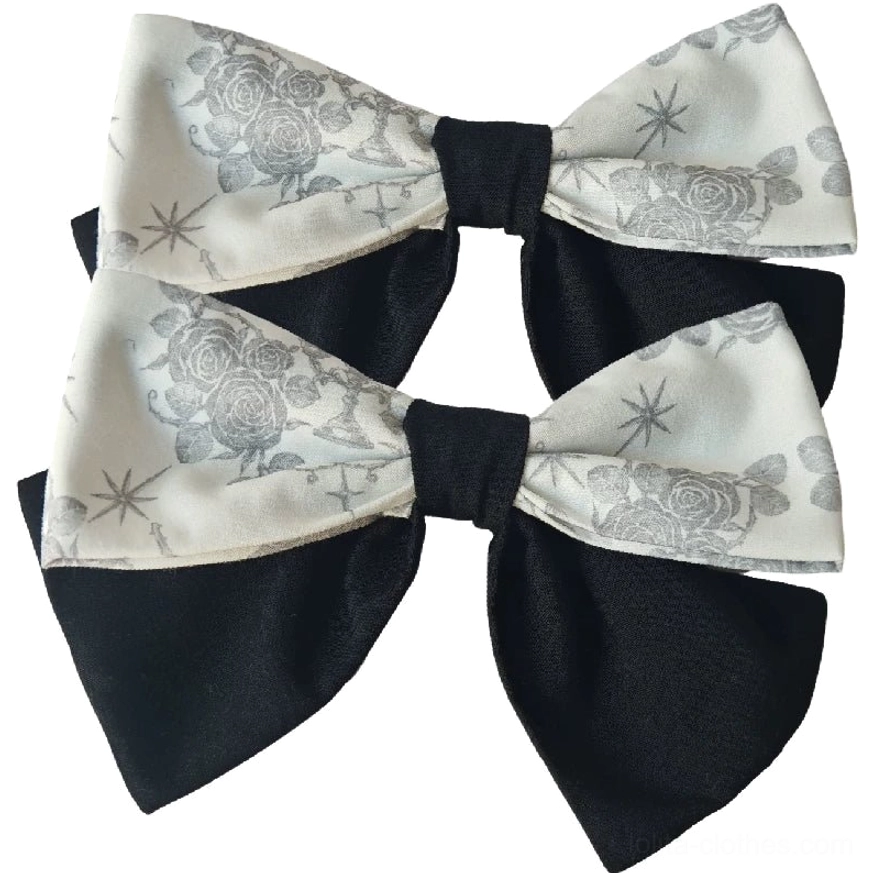 Gothic lolita JSK dress full length back view showing adjustable straps back shirring detail and crow print hem design
