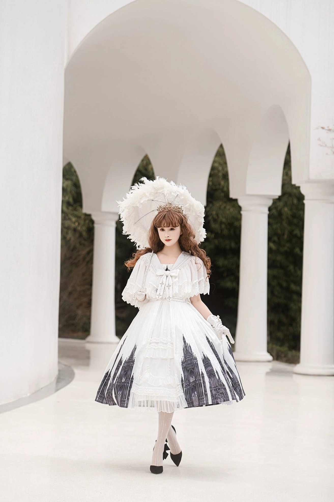 Gothic Lolita jumper skirt jacquard fabric high-quality construction detail
