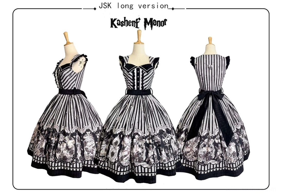 Gothic Lolita JSK jumper skirt long version full length silhouette in 2XL size fit demonstration