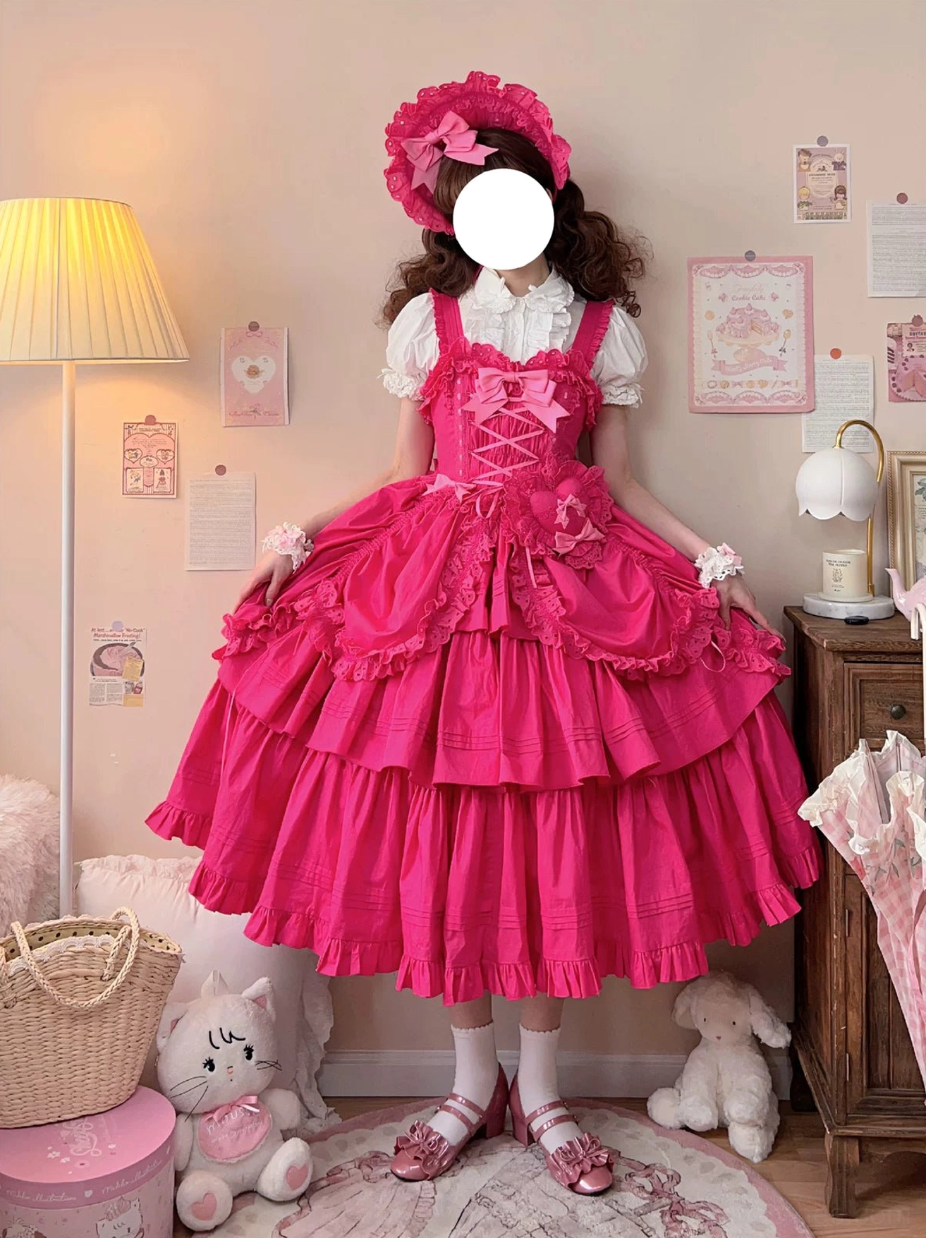 Fashion photography of Gothic Lolita JSK worn in natural outdoor setting demonstrating real-world wear and silhouette presentation