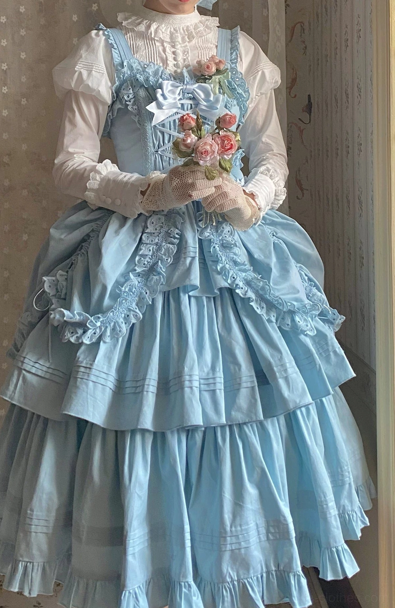 Vintage and historical fashion inspiration image connecting Gothic Lolita JSK to Victorian and Edwardian silhouettes