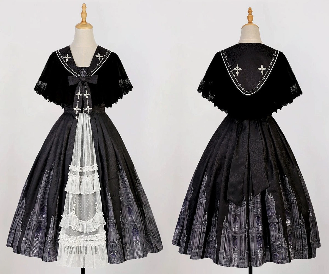 Gothic Lolita jumper skirt white thin shawl cardigan coordinate set