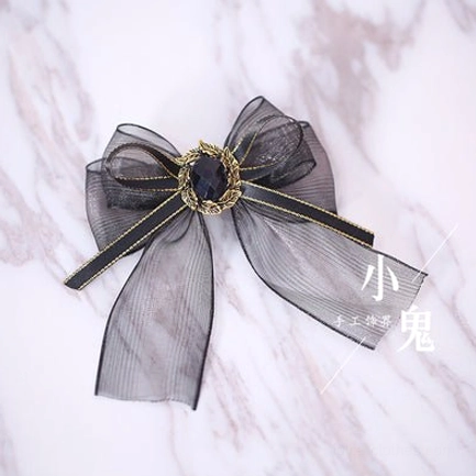 gothic lolita kc headband with pearl diamond golden line fish mouth clip alternative style option