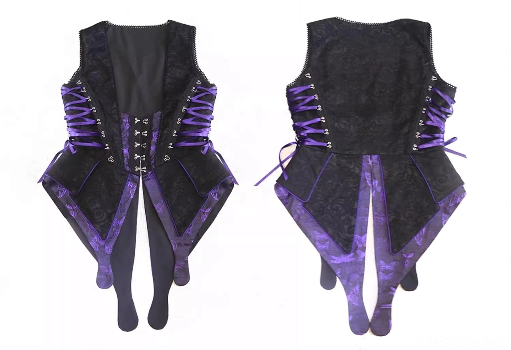 Gothic lolita lace overlay detail showing delicate pattern work, refined edge finish, breathability design, and romantic feminine aesthetic in lace construction throughout ensemble