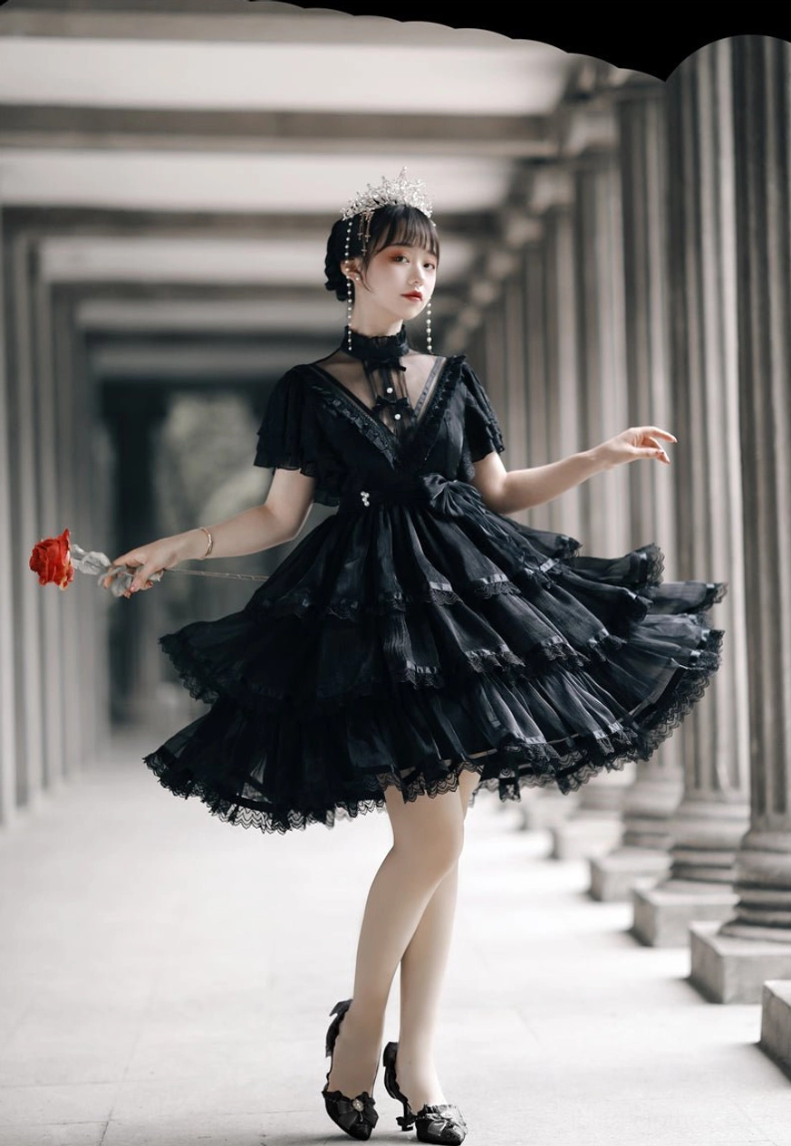 midnight castle gothic lolita one-piece dress fabric texture polyester quality