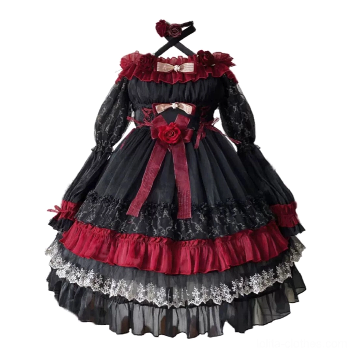 Gothic lolita OP dress care and maintenance guide showing proper washing, drying, and storage techniques for preserving delicate lace and tulle