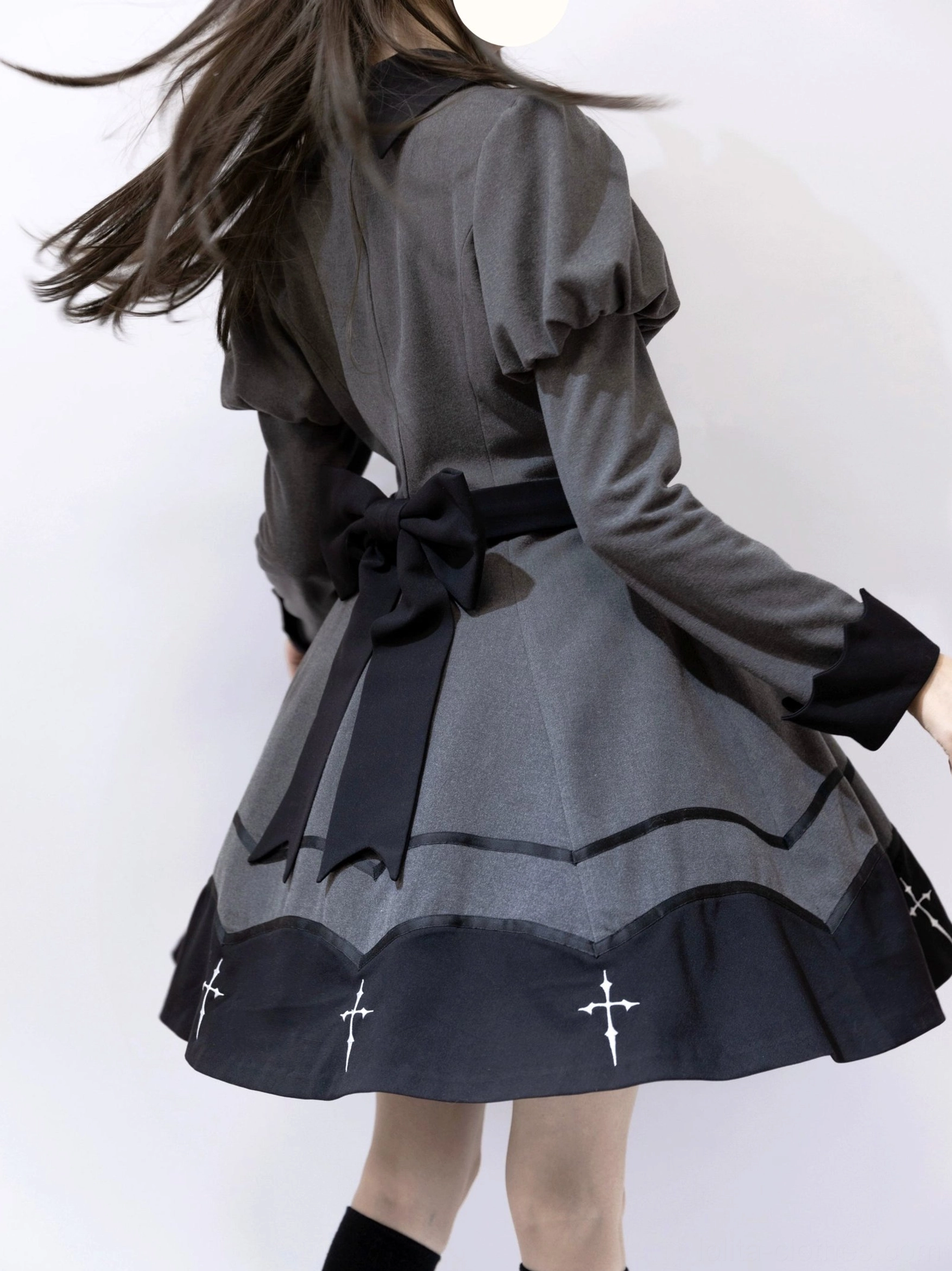 Nocturnal elegance bat-inspired gothic lolita OP dress devil horn hair clips accessory coordinate completion