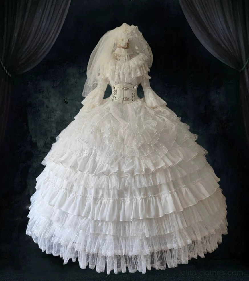 Gothic Wedding Lolita One-Piece Dress size comparison guide showing how dress fits across different size ranges S M L XL 2XL