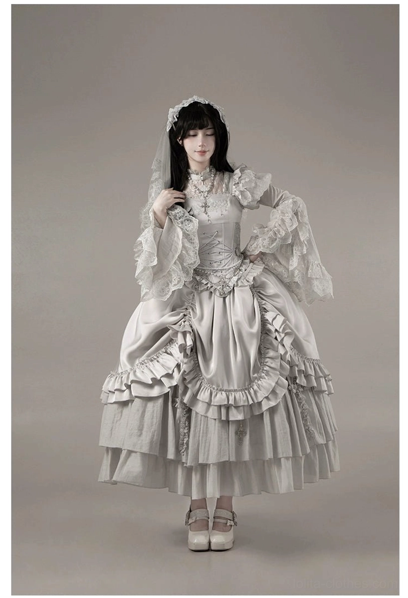 Gothic lolita photo composition showing theatrical presentation dramatic lighting mood atmosphere