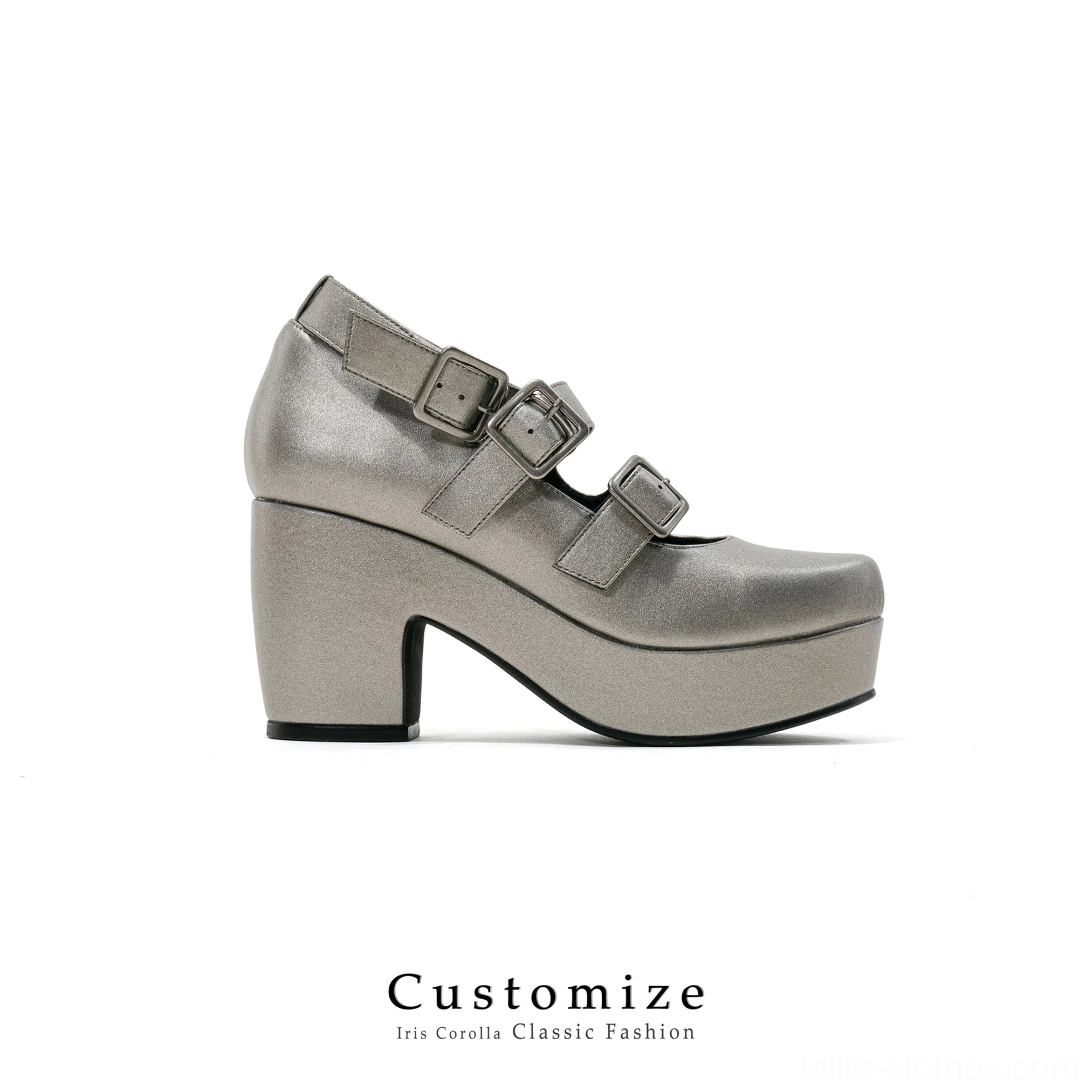 Gothic Lolita platform heel shoes on model feet walking runway event photography demonstrating stability comfort functionality extended wear realistic usage scenario