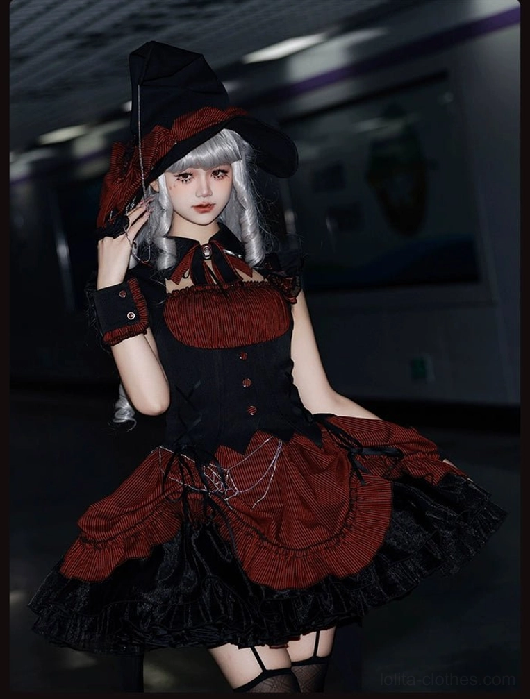 Gothic Lolita potion cuffs and badge accessories color coordination burgundy black options