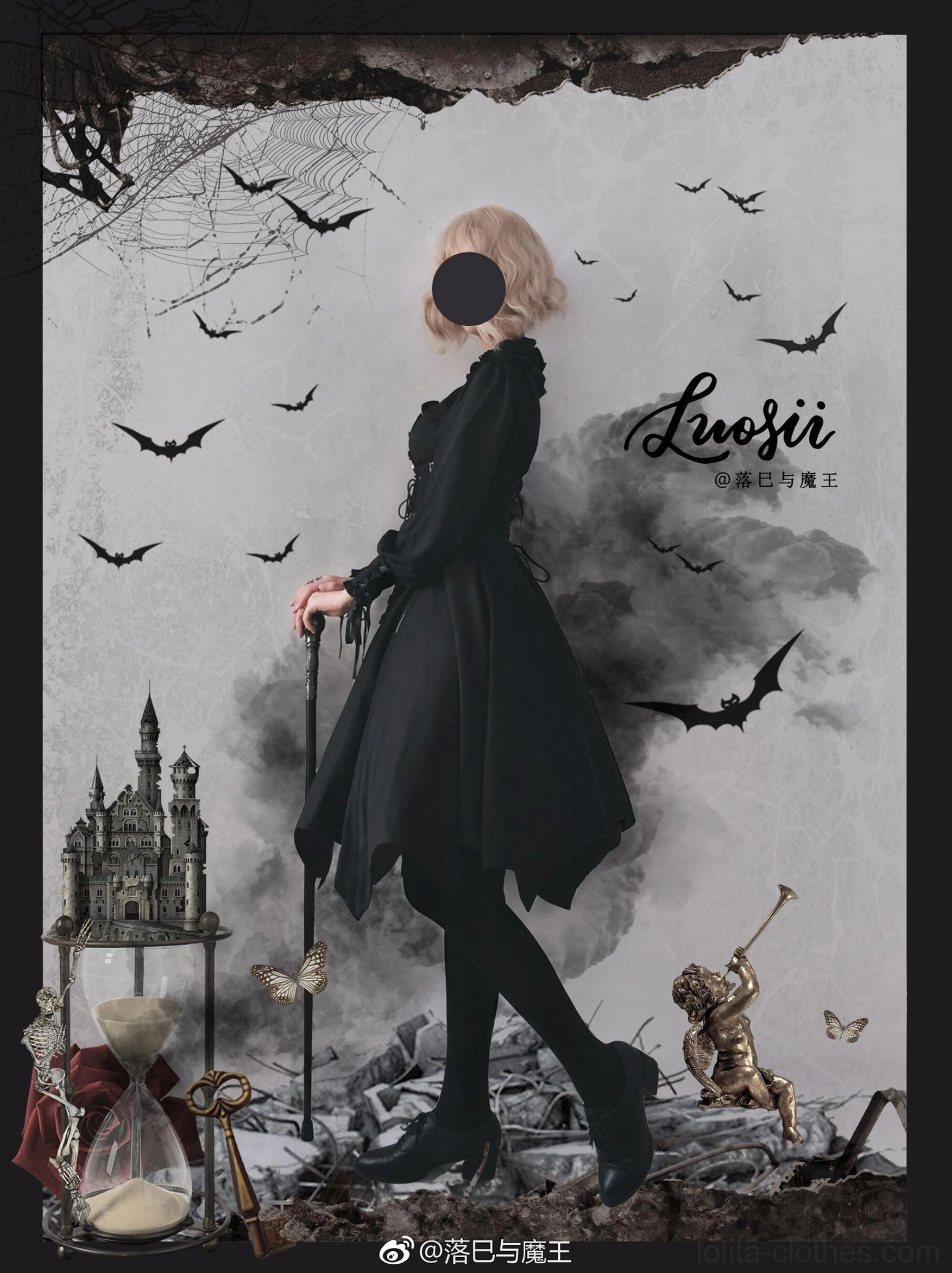 Gothic Lolita pre-order model showing artisanal craftsmanship and custom construction quality