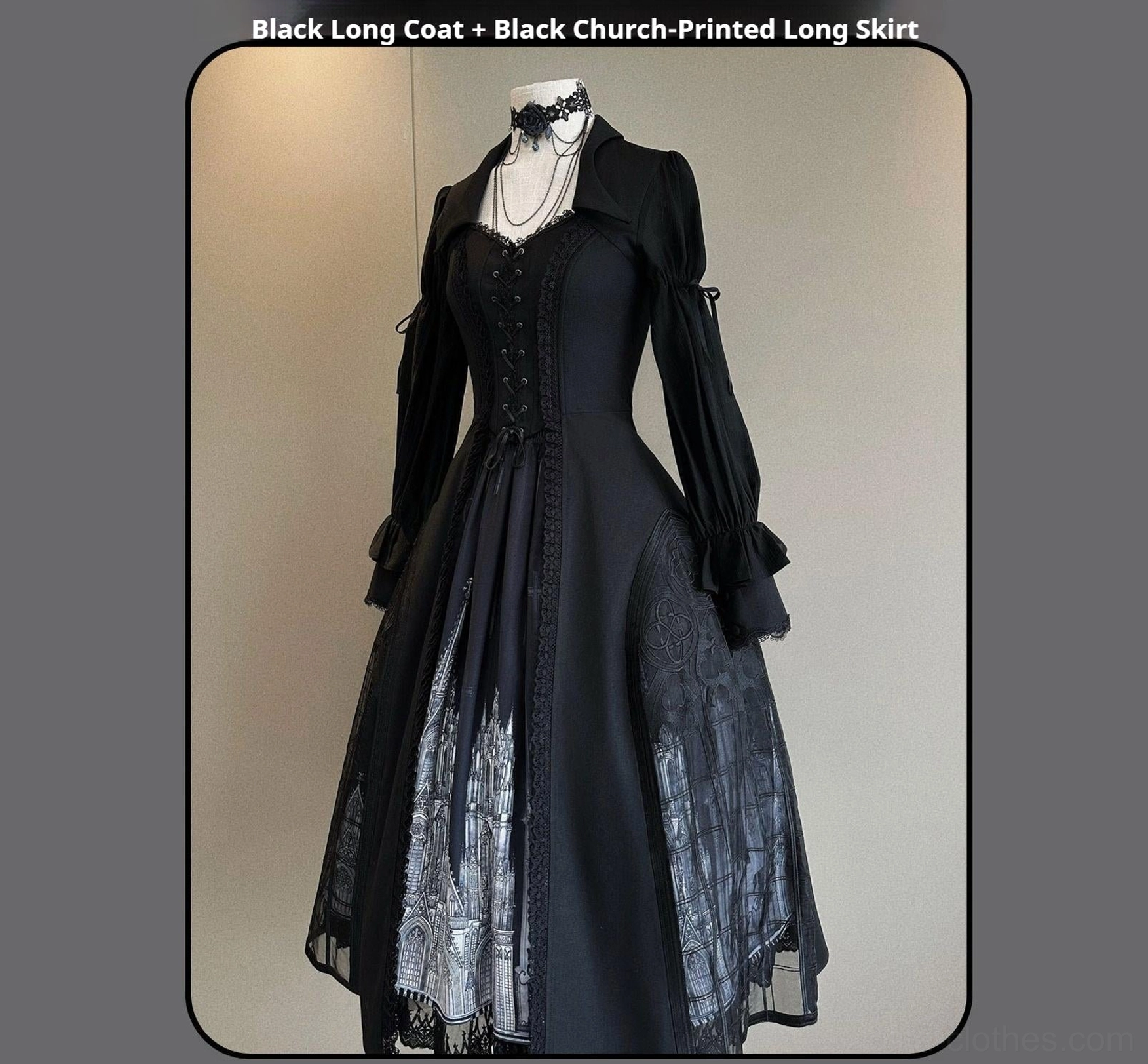 Gothic lolita princess shirt drop neckline lace delicate waist embroidery irregular pointed hem showcase