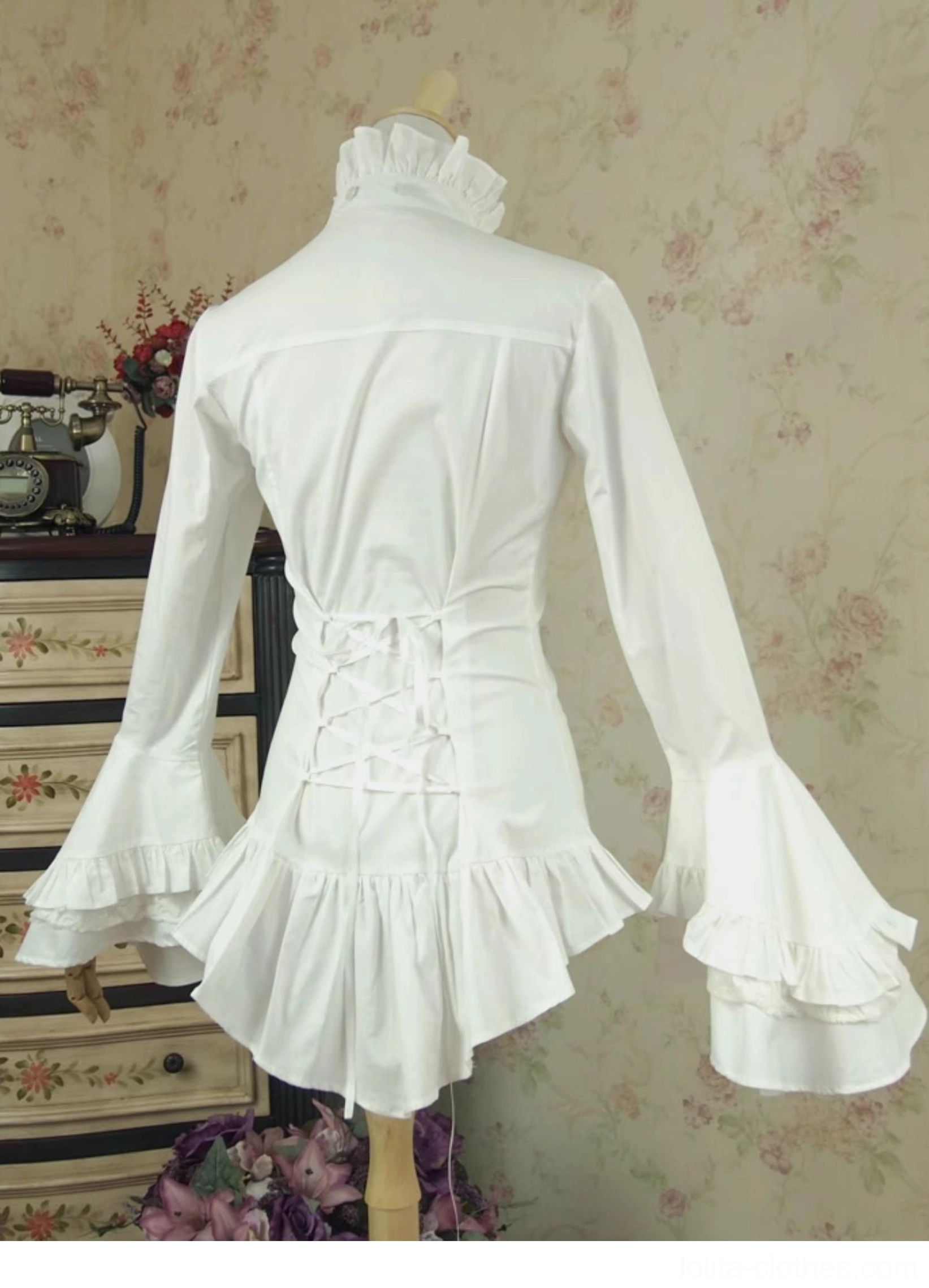 Gothic lolita ruffled blouse styling guide accessory pairing, detachable jabot jewelry cross necklace lolita fashion coordinate inspiration