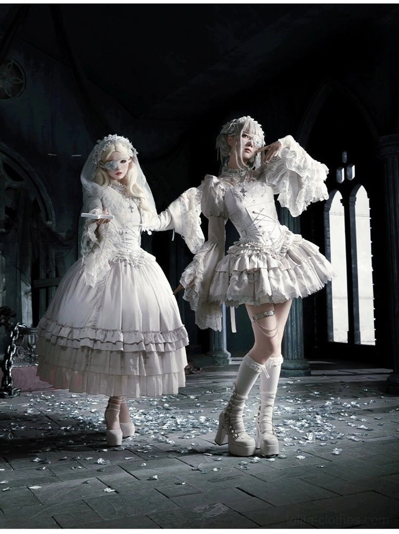 Gothic lolita sizing information dimensional specifications for all garment pieces waist bust length measurements