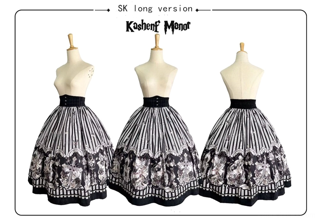Gothic Lolita SK skirt long version in 2XL size shown standalone adjustable waist fit