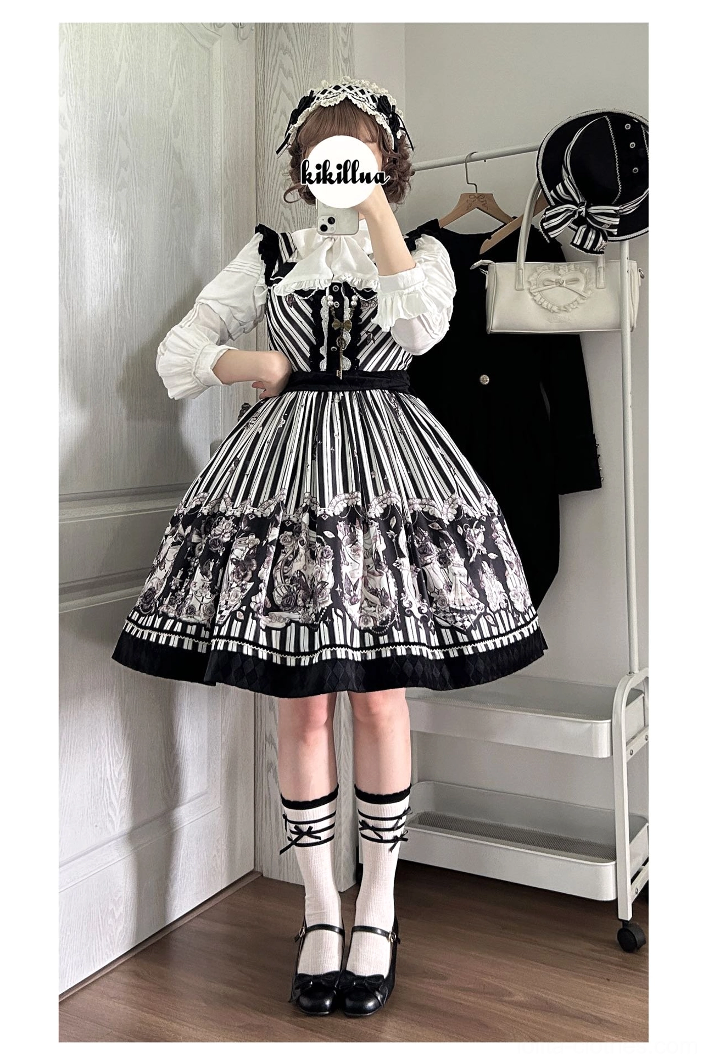 Gothic Lolita SK skirt long version hanging view full length silhouette printed pattern showcase