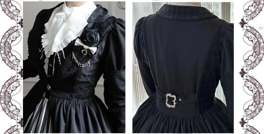 Gothic Lolita SK skirt short version in 2XL size adjustable waist feature detail