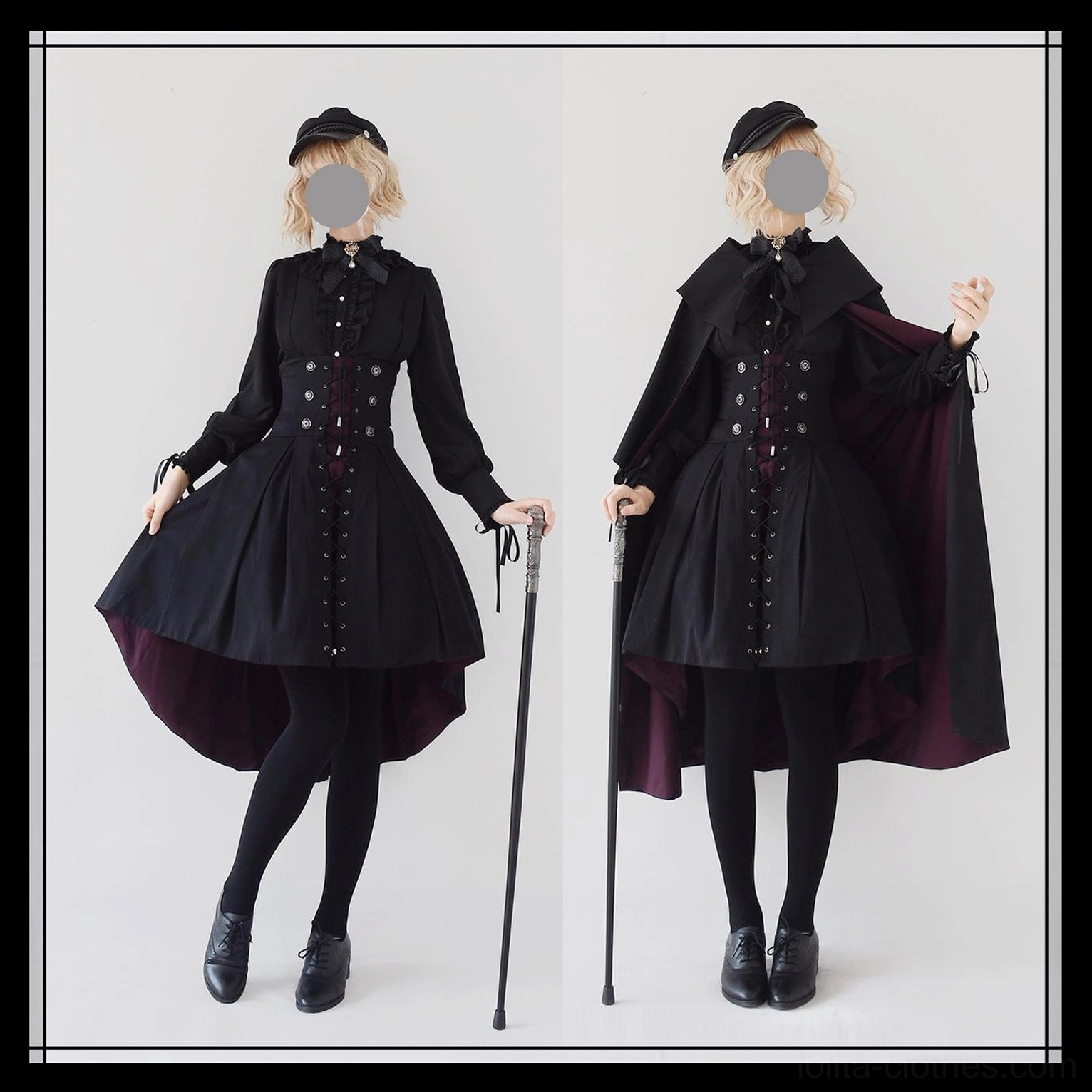 Gothic Lolita styling guide showing recommended coordination with Mary Jane shoes and tights