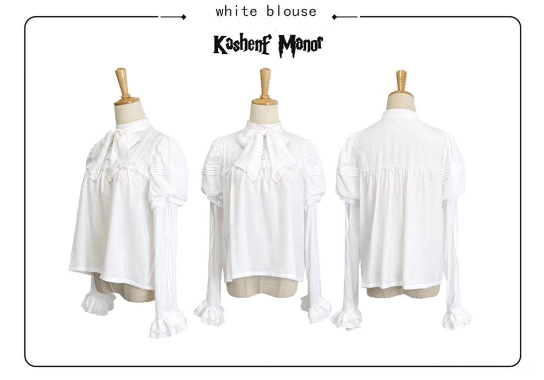 Gothic Lolita white blouse in 2XL size cotton polyester blend long sleeve detail