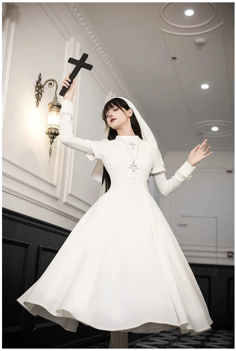 Gothic nun lolita dress high waist bodice fitted construction design craftsmanship
