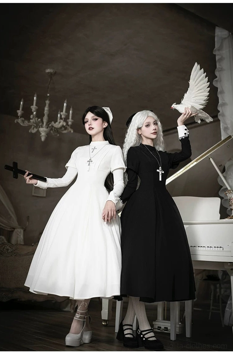 Gothic nun lolita dress modeled worn styling suggestions halloween costume alternative fashion