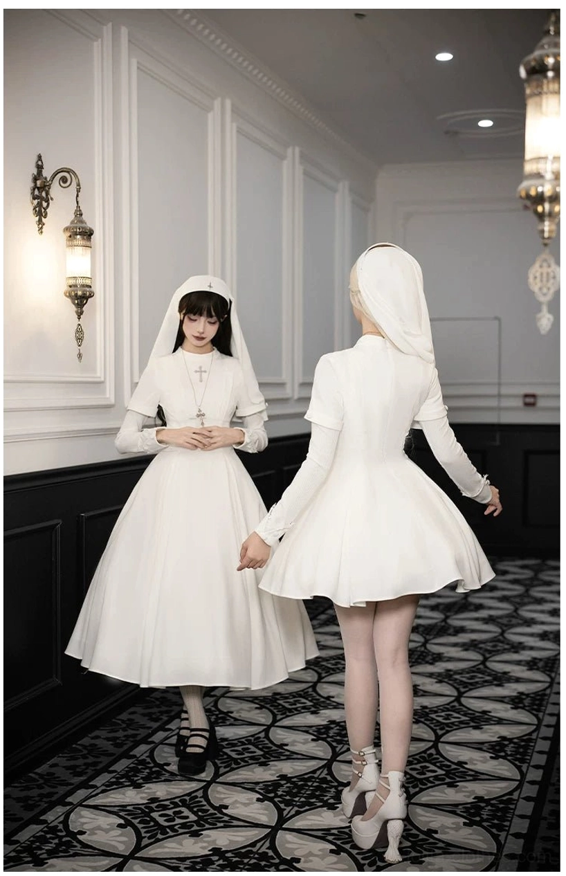 Gothic nun lolita dress modeled walking movement grace elegance alternative fashion