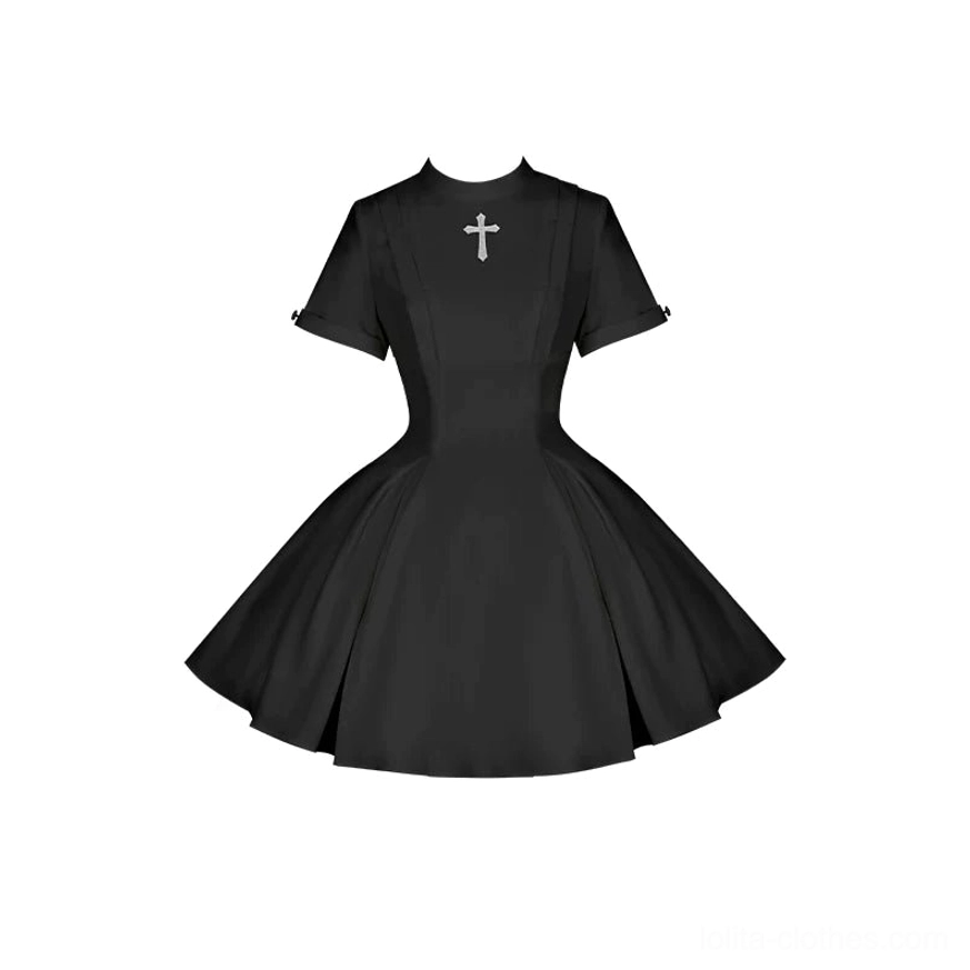 Gothic nun lolita OP dress modeled elegant posture movement grace fashion