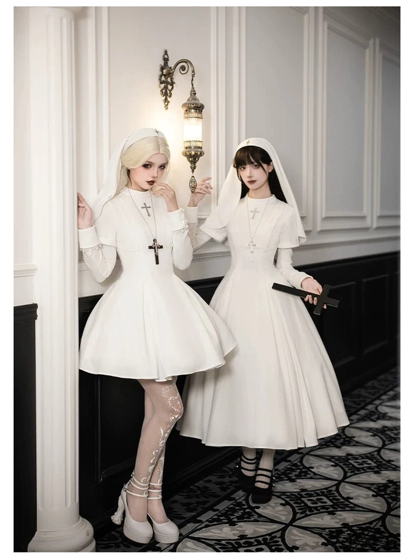 Gothic nun lolita OP dress professional photo shoot ecclesiastical aesthetic quality