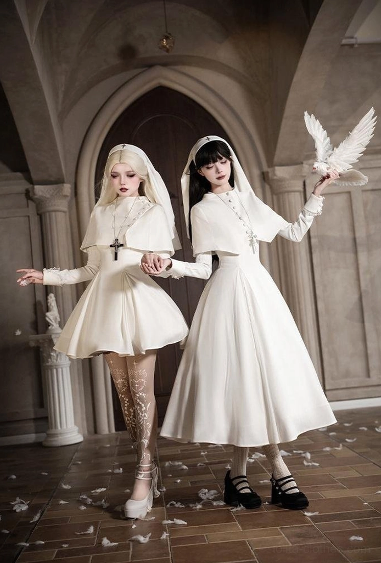Gothic nun lolita OP dress size chart measurements guide selection