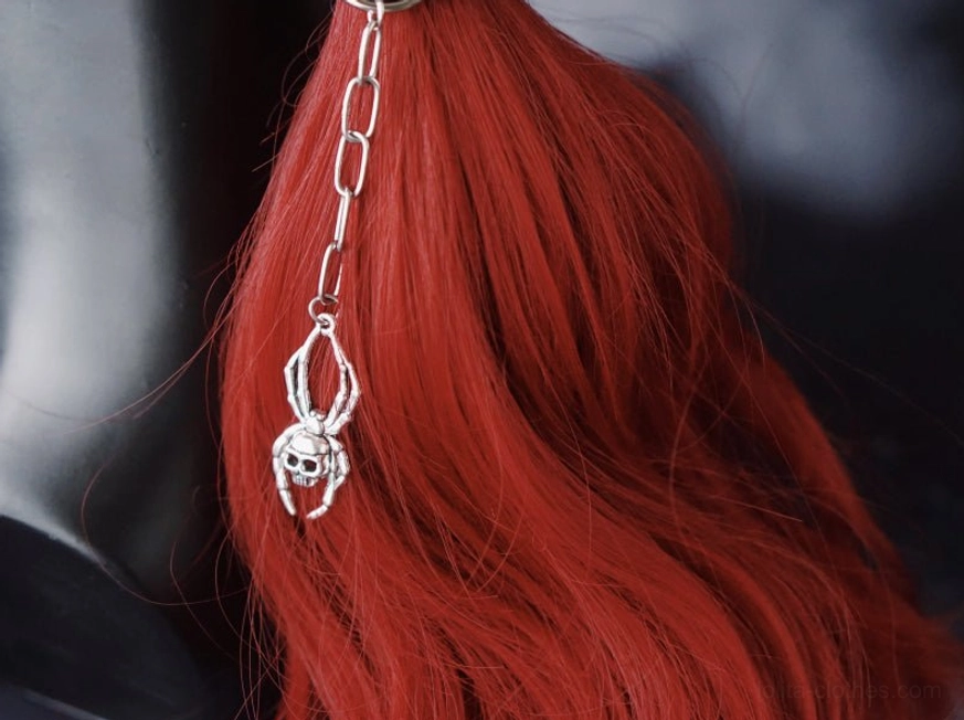 Gothic punk hairband black with cross and skull charms metal chain details