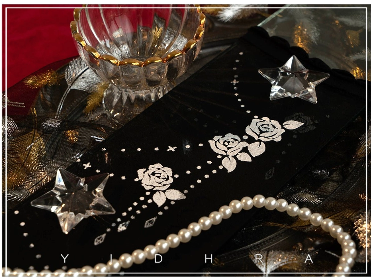 Gothic rose nightingale Lolita ankle socks gorgeous version with removable elastic lace sock cover and decorative bows lifestyle detail shot