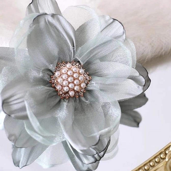 Grass green lolita organza flower hairpin natural inspired elegant headdress