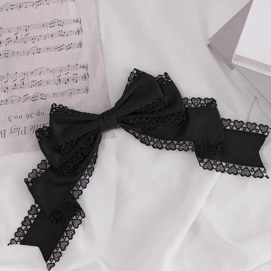 Gray clip sweet lolita oversized bow headdress alternative styling option display
