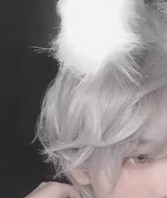 Package contents of silver gray curly wig including rabbit ear accessories hairnet and care comb