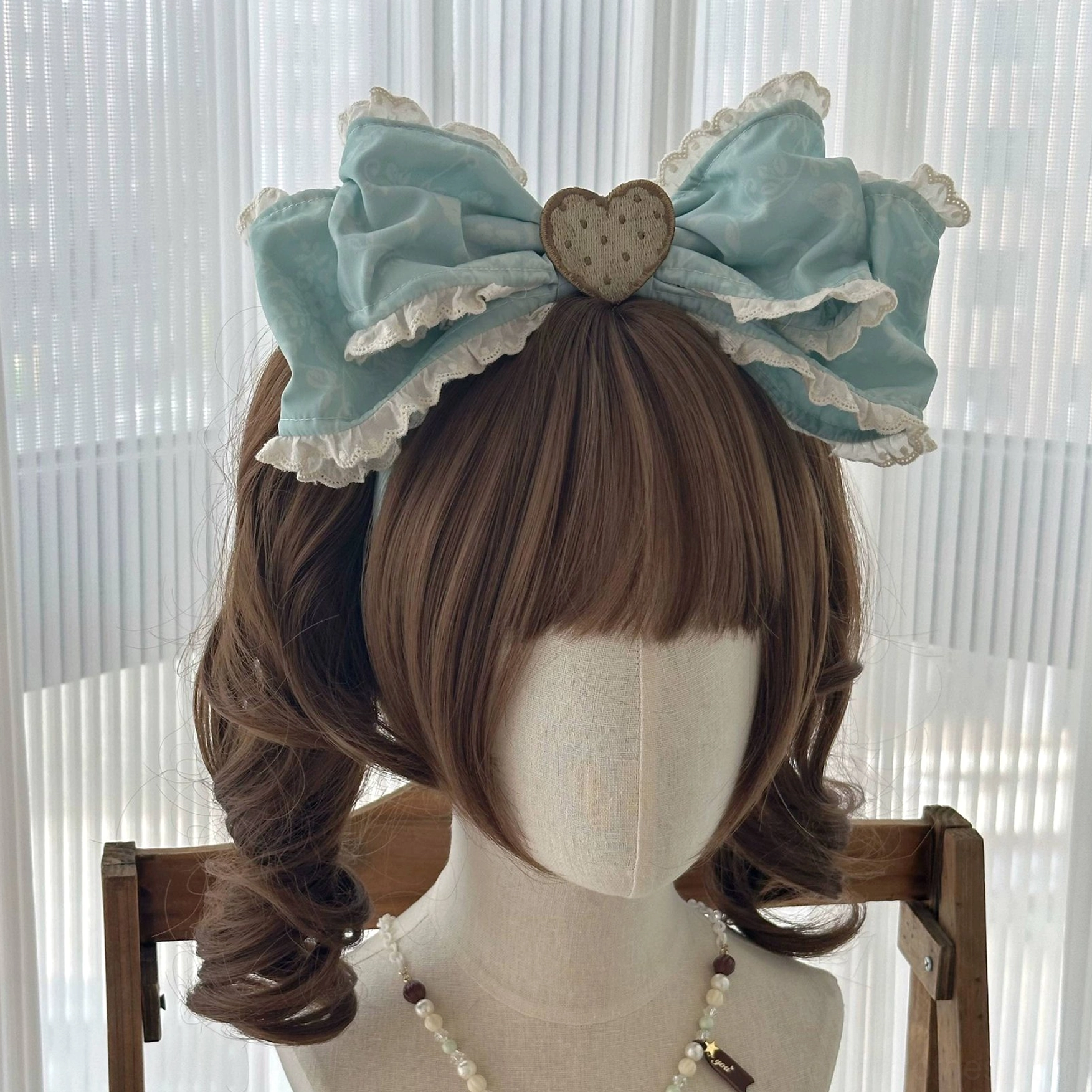green knee high socks kc with embroidered heart patch lolita accessory coordinate element