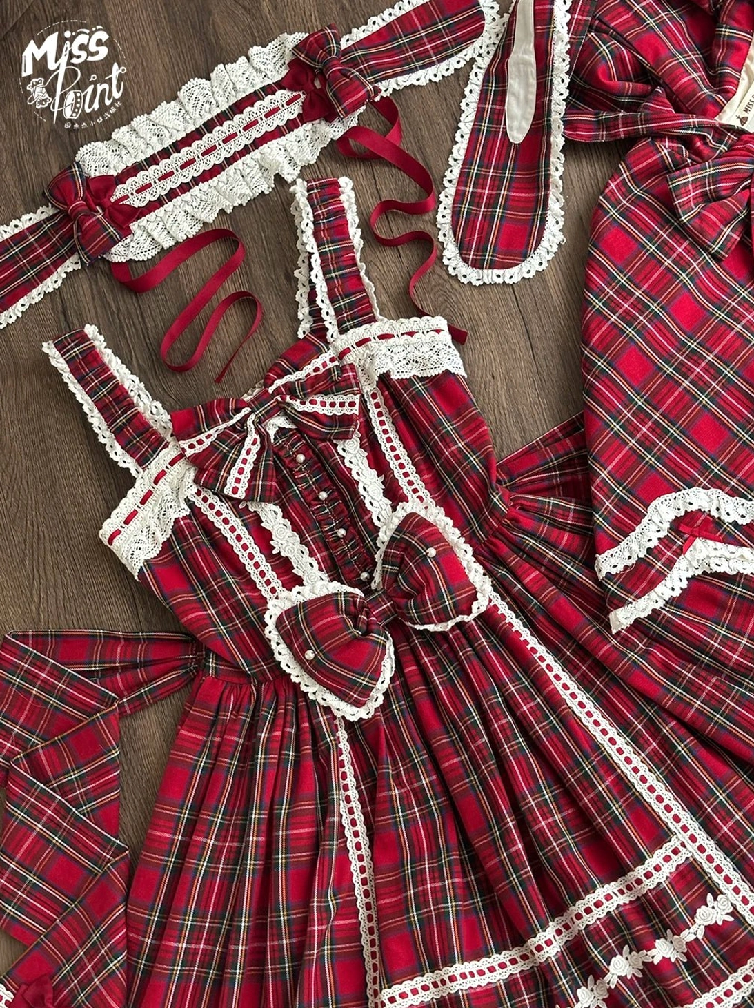 Green plaid old school lolita jumper skirt dress custom length option personalized fitting accommodation service