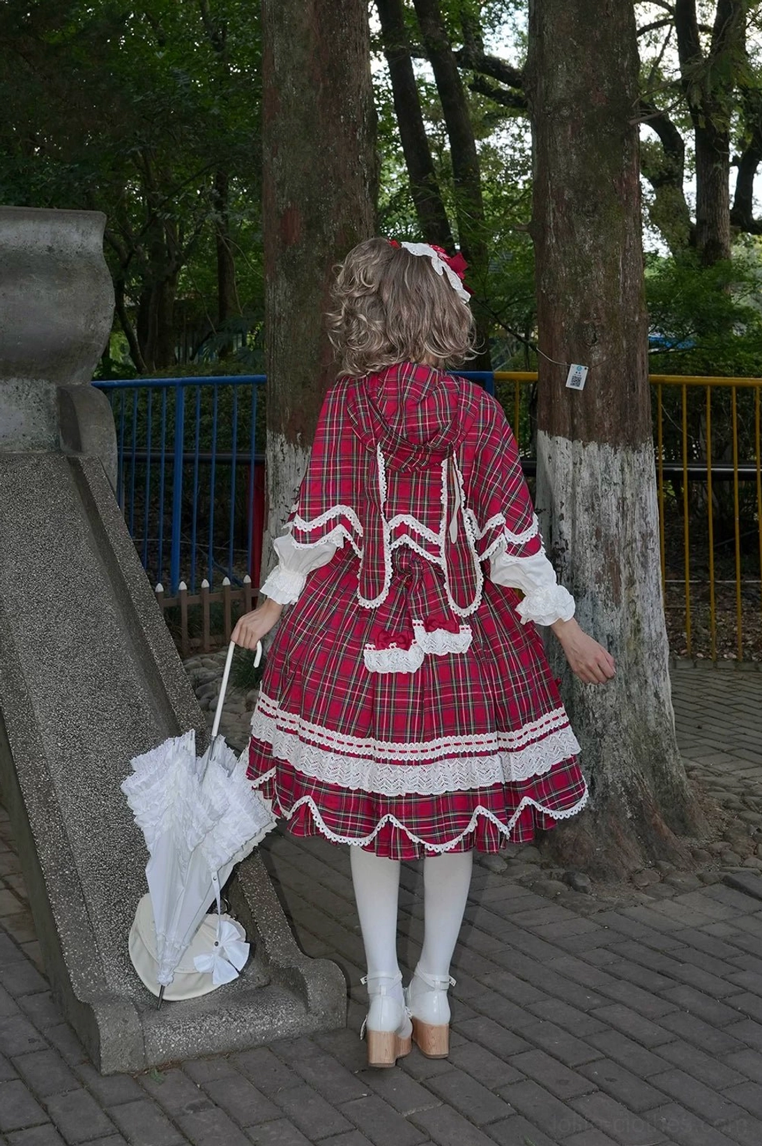 Green plaid old school lolita jumper skirt color swatch variant tartan pattern design color accuracy product photography