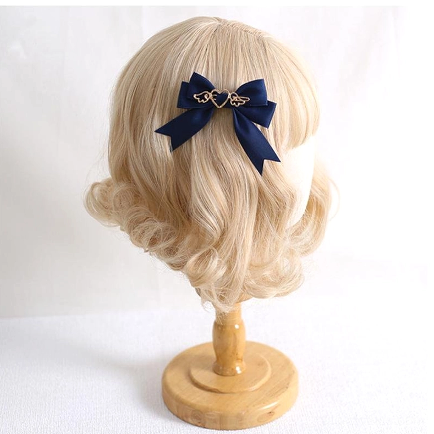 Handcrafted lolita hair accessories showcase featuring multiple color options and clip attachment styles