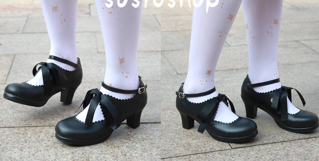 Comparison of mass-produced versus handcrafted lolita footwear showing superior durability and authentic design of artisan Mary Jane high heel shoes