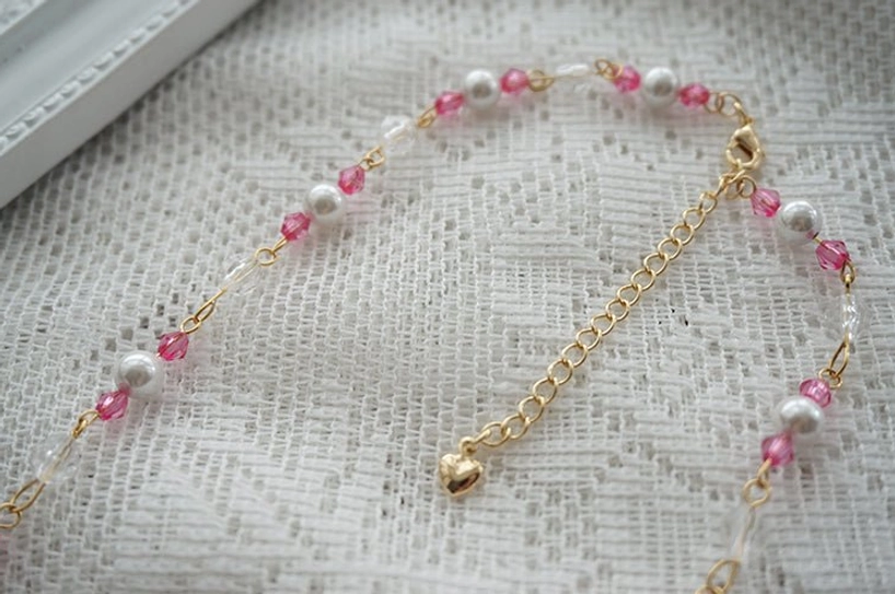 Handmade sweet lolita beaded bow necklaces all color variants displayed together luxury resin beads jewelry