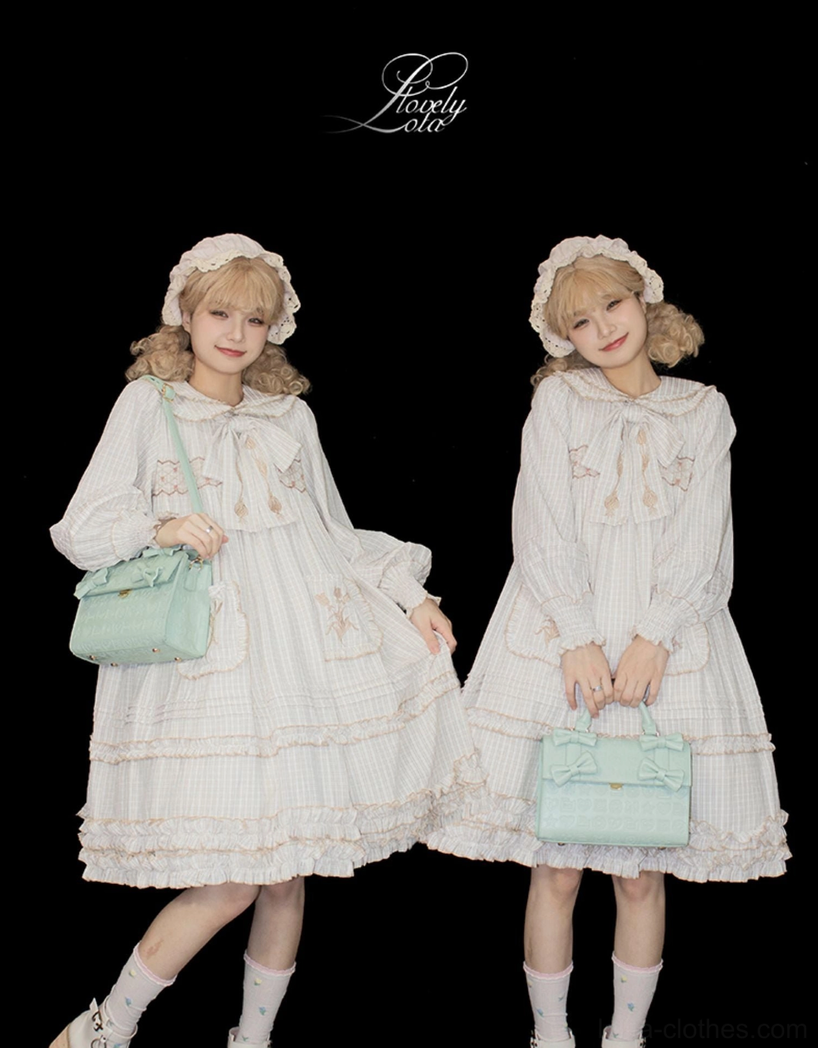 Heart embossed chocolate Lolita bow handbag side profile showing structured PU leather construction