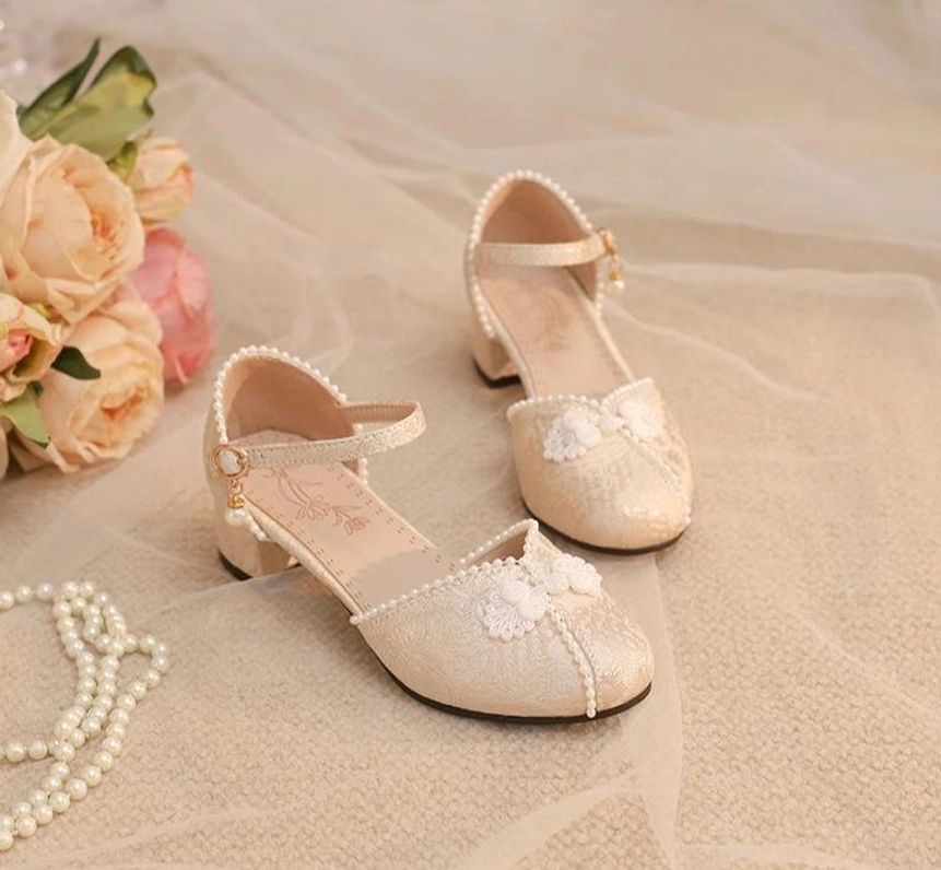 Heart Jade Qi Lolita Mary Jane blue chunky heel shoes detailed stitching floral embroidery quality