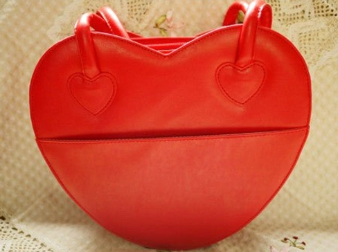 Heart-shaped Lolita tote bag fashion coordination styling with Lolita dress and accessories